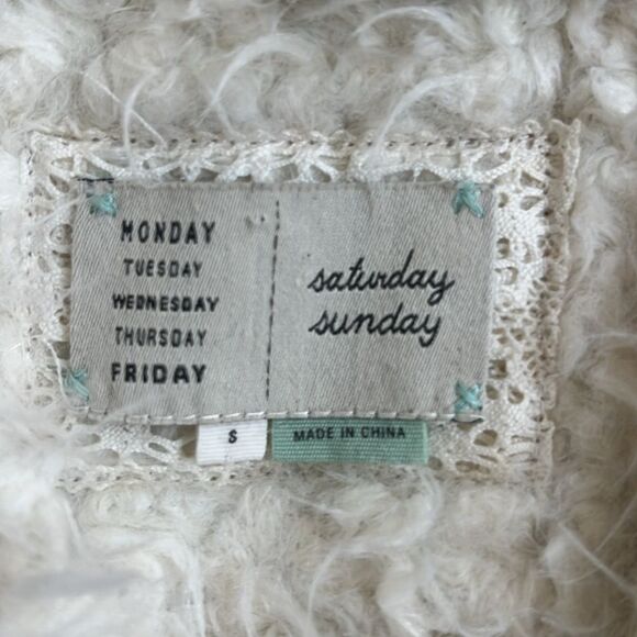 Saturday Sunday Anthropologie Faux Suede Sherpa Moto Long Zip Vest Cozy Western - Picture 5 of 14